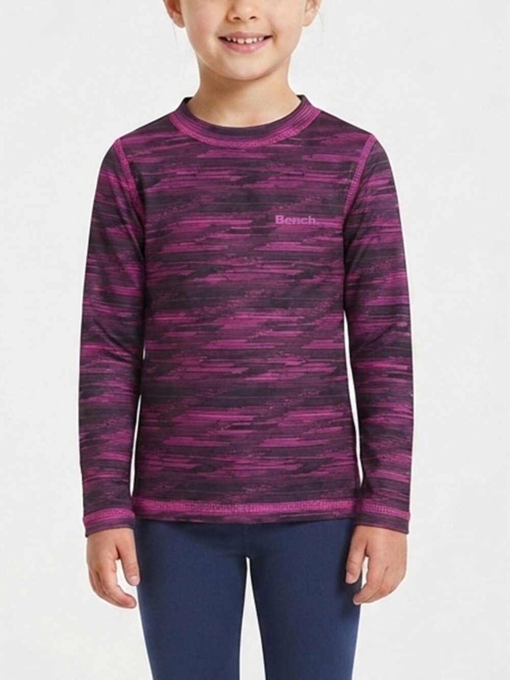 NEW Bench Girls Magenta Black Swirl Thermal Long Sleeve Shirt Size Small 5-6